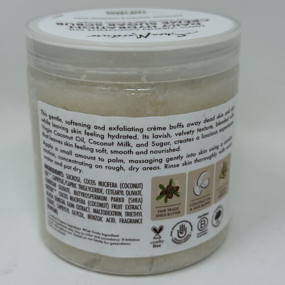 Shea Moisture Daily Hydration Crème Sugar Scrub 100% Virgin Coconut Oil 9 oz NEW - Picture 3 of 6